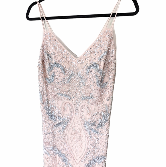 NEW AIDAN MATTOX Petal Blush Deco Beaded Sequin Formal Evening Maxi Gown Dress - Picture 5 of 12